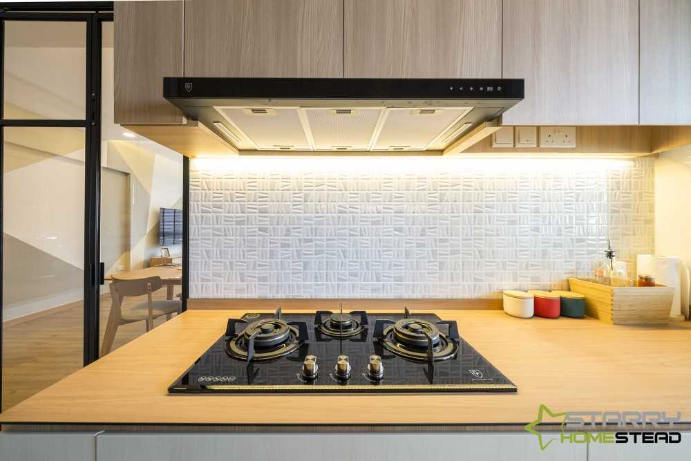 Scandinavian Kitchen with Countertop and Kitchen Cabinets