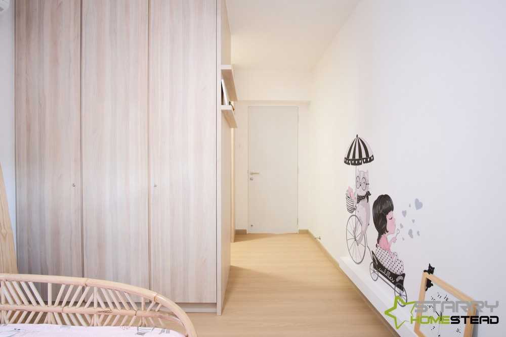 Scandinavian Bedroom with Bookshelf and Bed