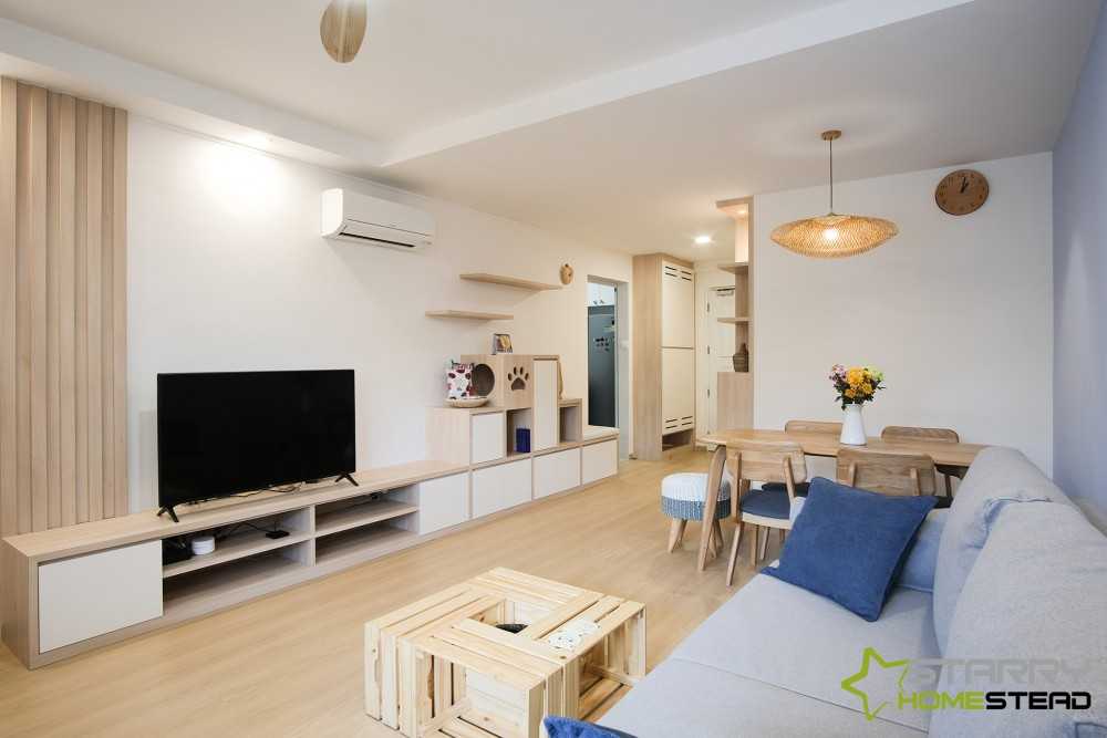 Scandinavian Living Room with TV Console and Sofa