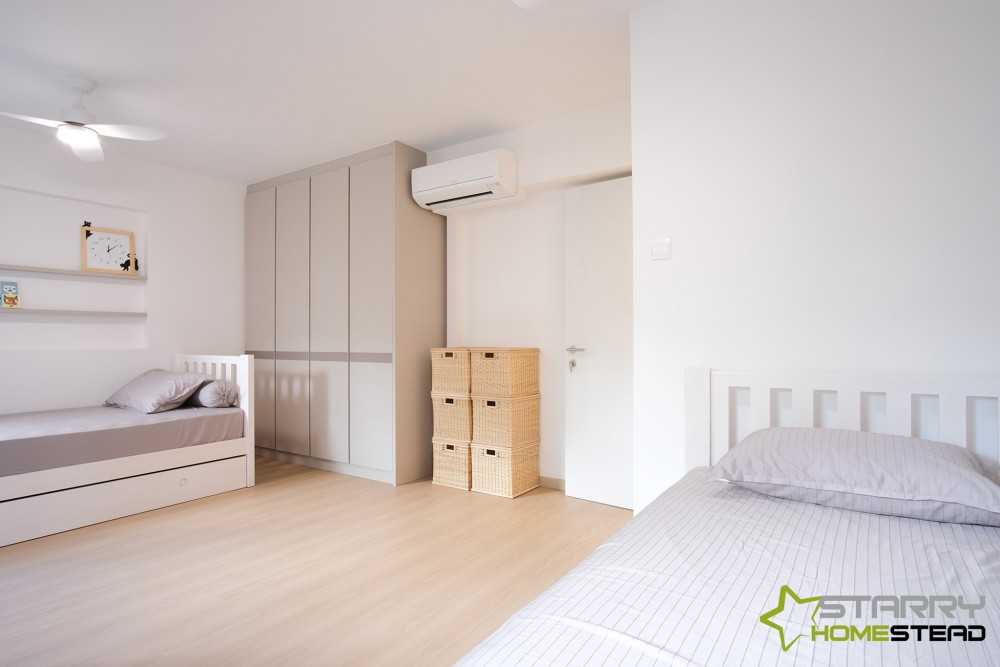 Scandinavian Bedroom with Single Bed and Bed