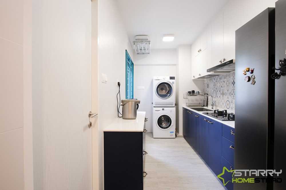 Scandinavian Kitchen with Kitchen Tap and Refrigerator