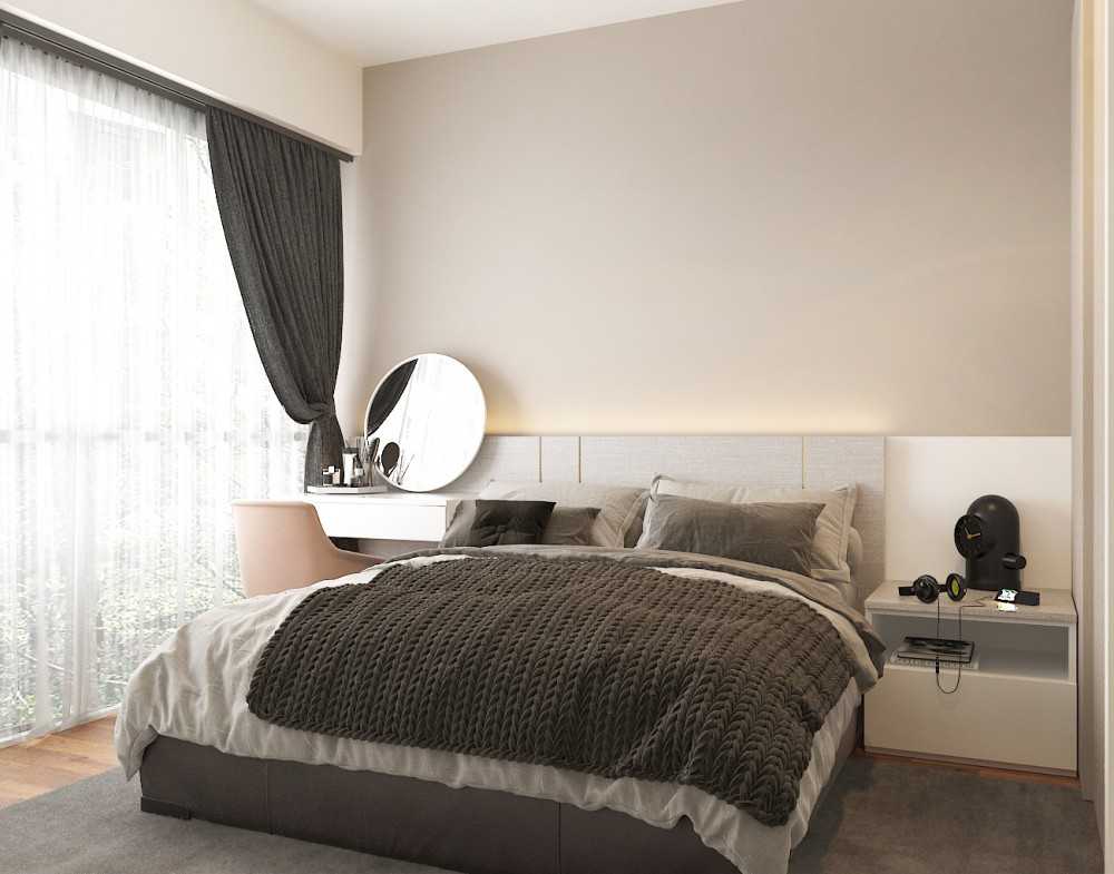 Minimalist Bedroom with Parquet Floor and Wood Flooring