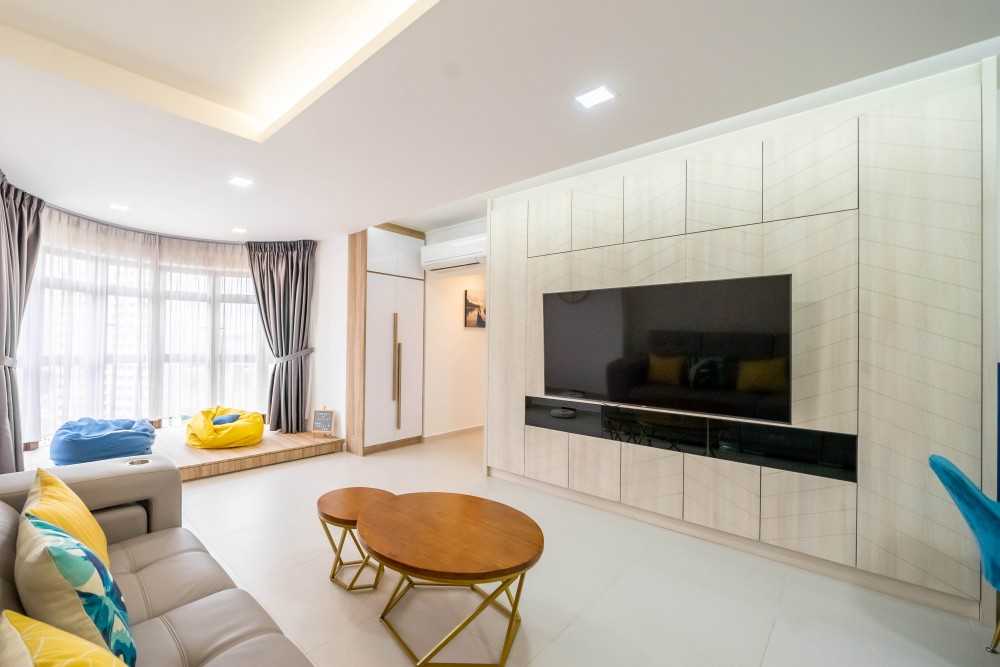 Contemporary Living Room with Feature Wall and Sofa