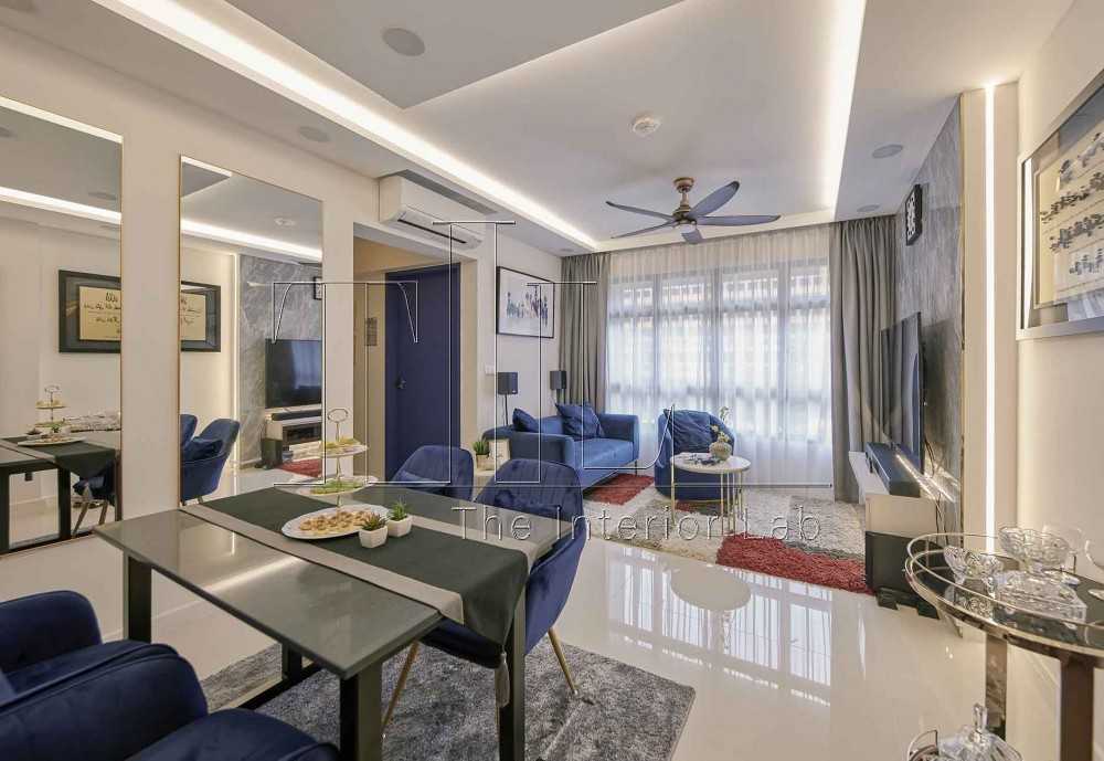 Contemporary Living Room with Feature Wall and Cove Lighting