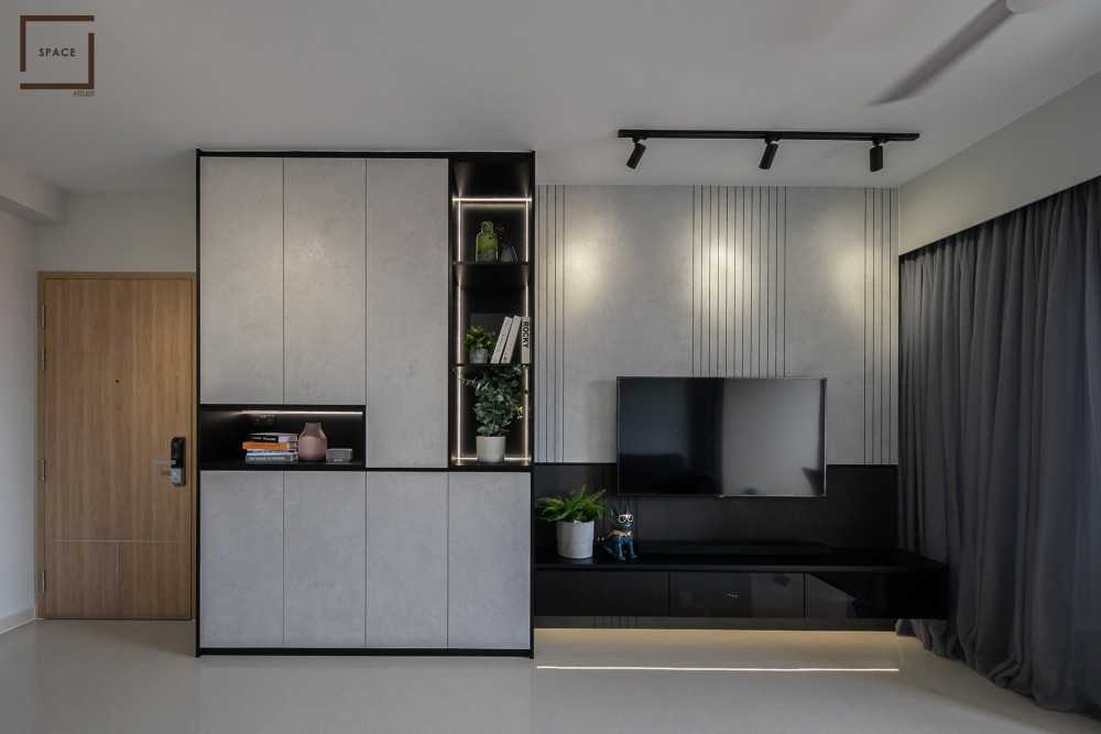 Contemporary Living Room with TV Console and Sofa