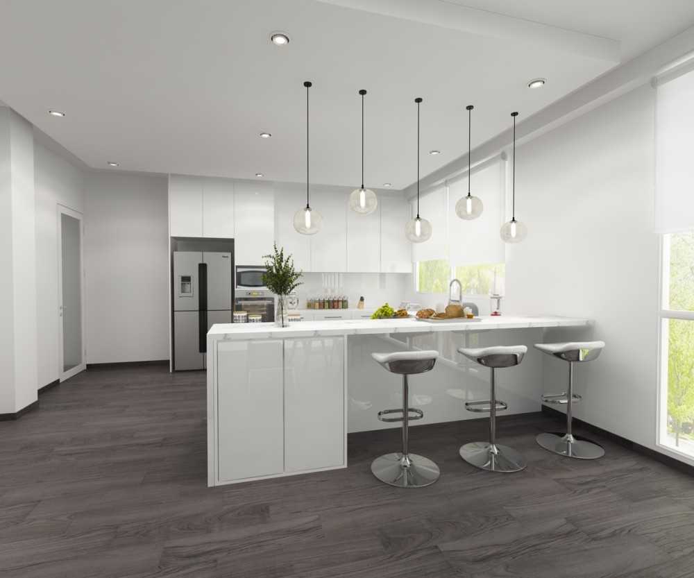 Contemporary Kitchen with Countertop and Vinyl Flooring