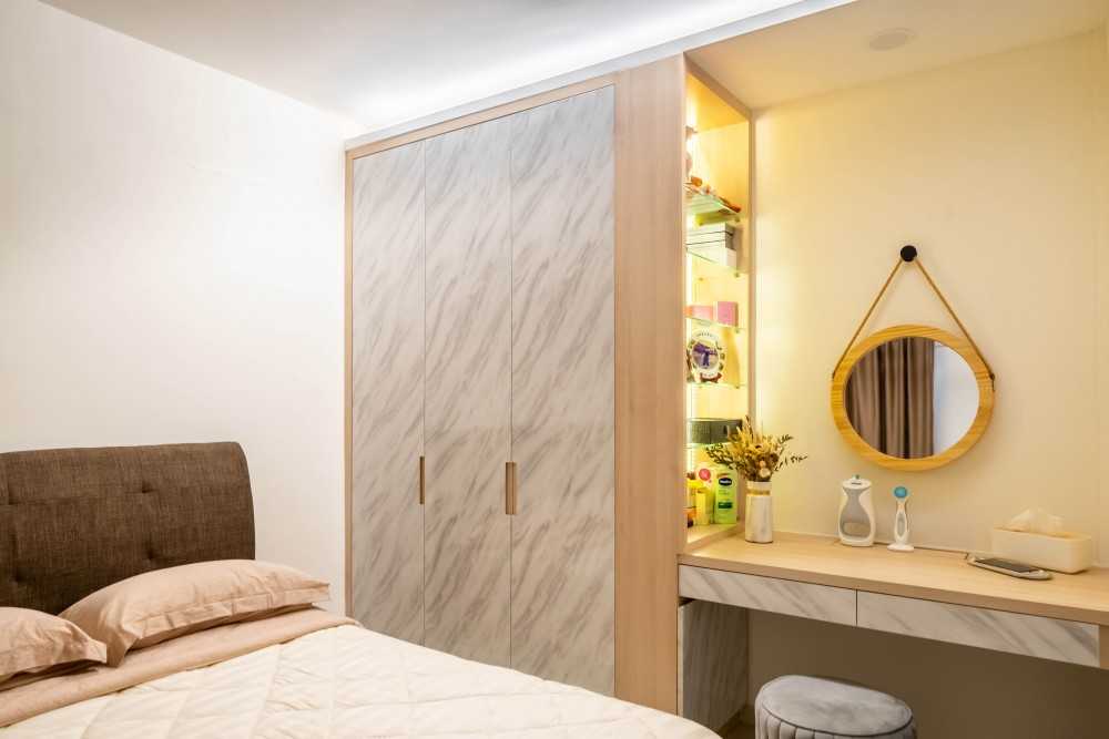 Scandinavian Bedroom with Mirror and Wardrobe