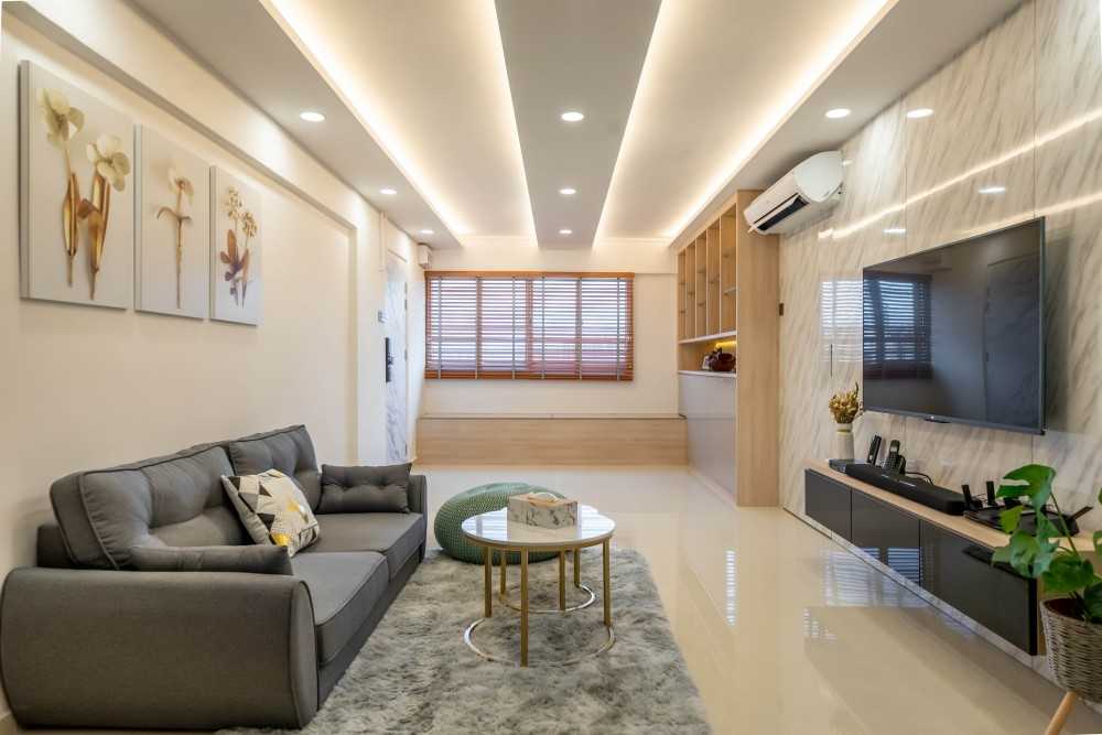 Scandinavian Living Room with Feature Wall and Sofa