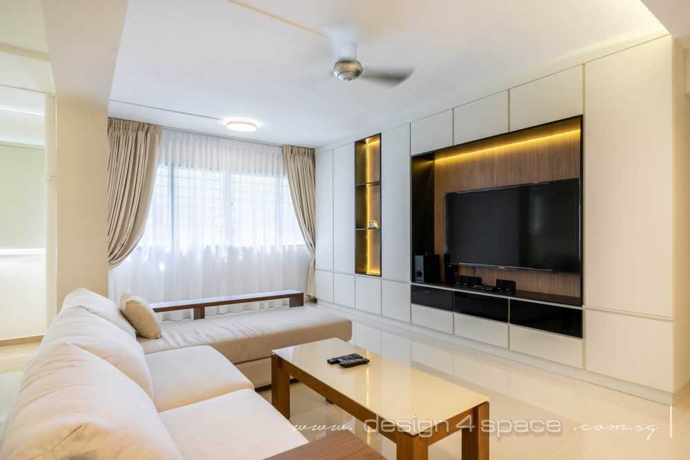 Contemporary Living Room with TV Console and Feature Wall
