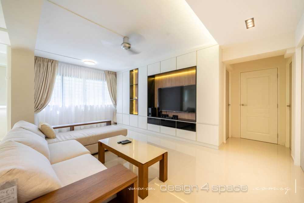 Contemporary Living Room with TV Console and Feature Wall