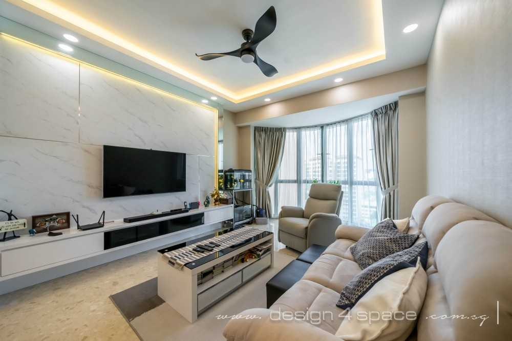 Contemporary Living Room with TV Console and Feature Wall
