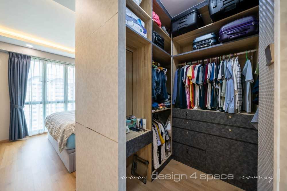 Contemporary Bedroom with Vinyl Flooring and Wardrobe