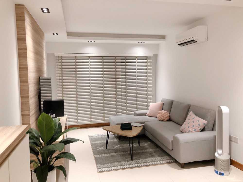 Scandinavian Living Room with Sofa and Display Cabinets
