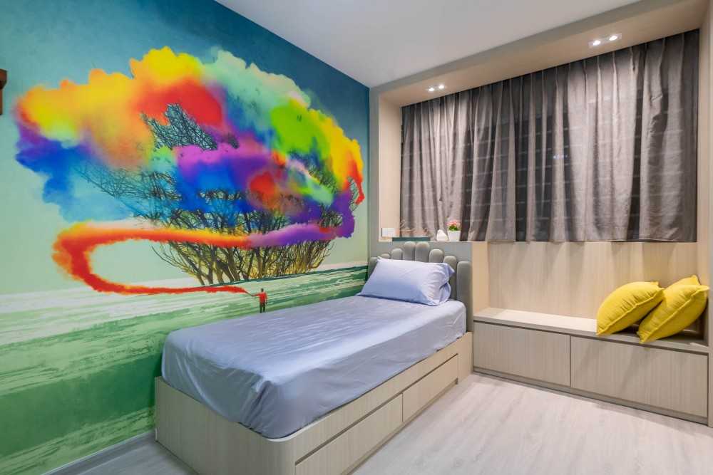 Modern Bedroom with Settee and Vinyl Flooring