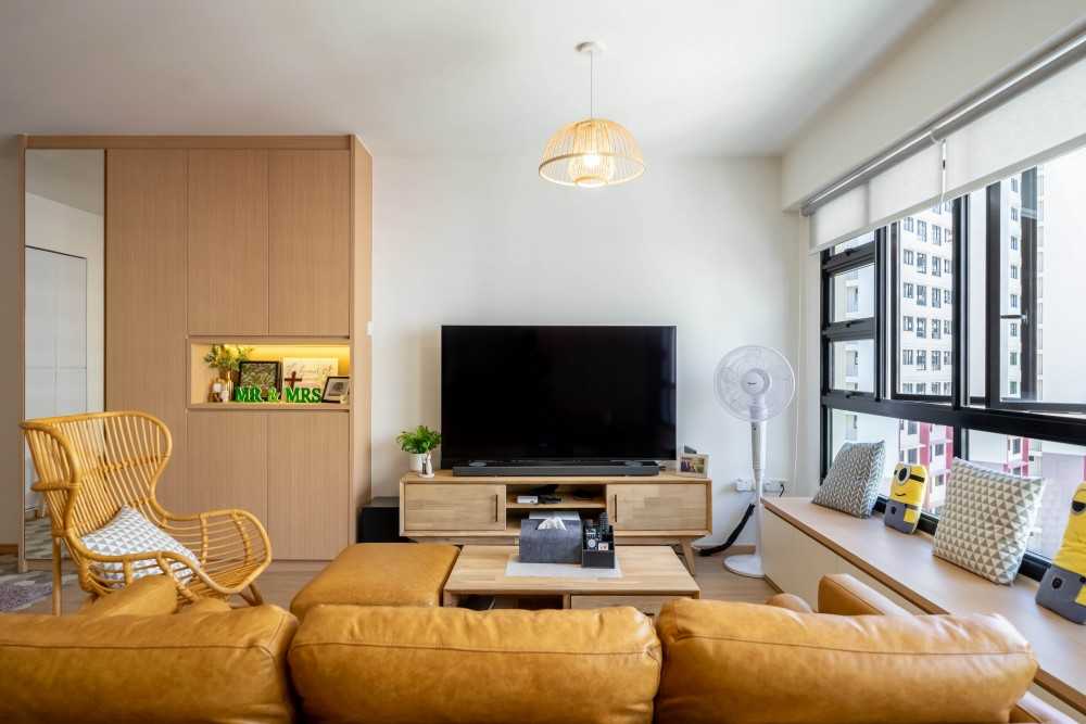 Scandinavian Living Room with Settee and Vinyl Flooring