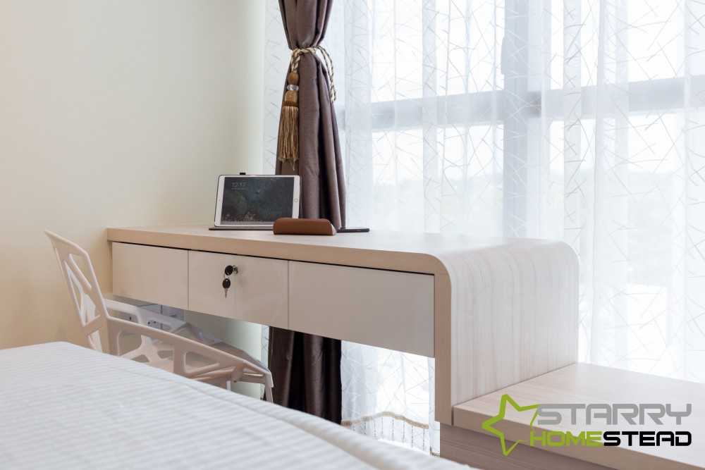 Scandinavian Bedroom with Bedside Table and Desk Chairs