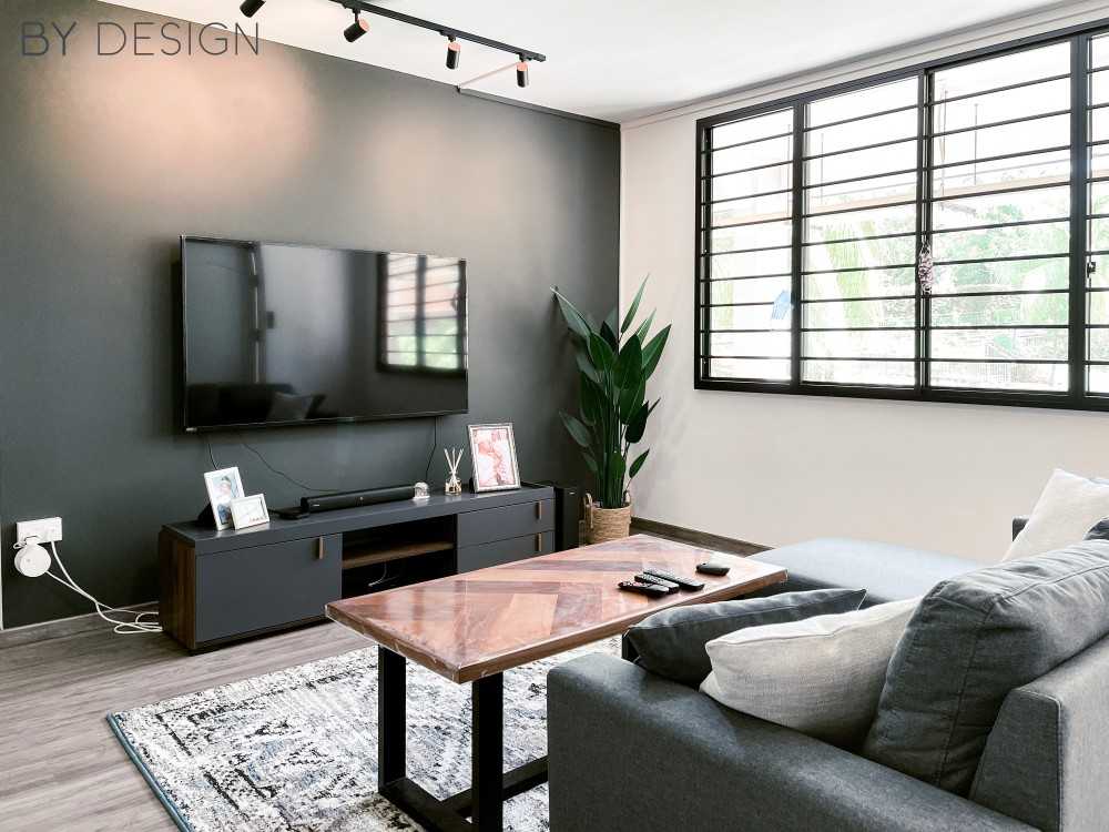 Industrial Living Room with Vinyl Flooring and Downlights