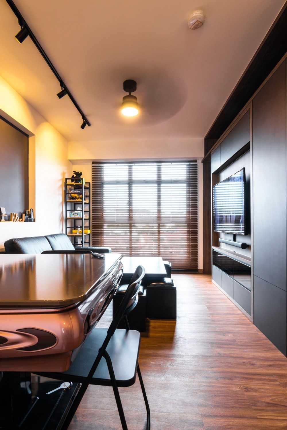 Modern Living Room with TV Console and Downlights