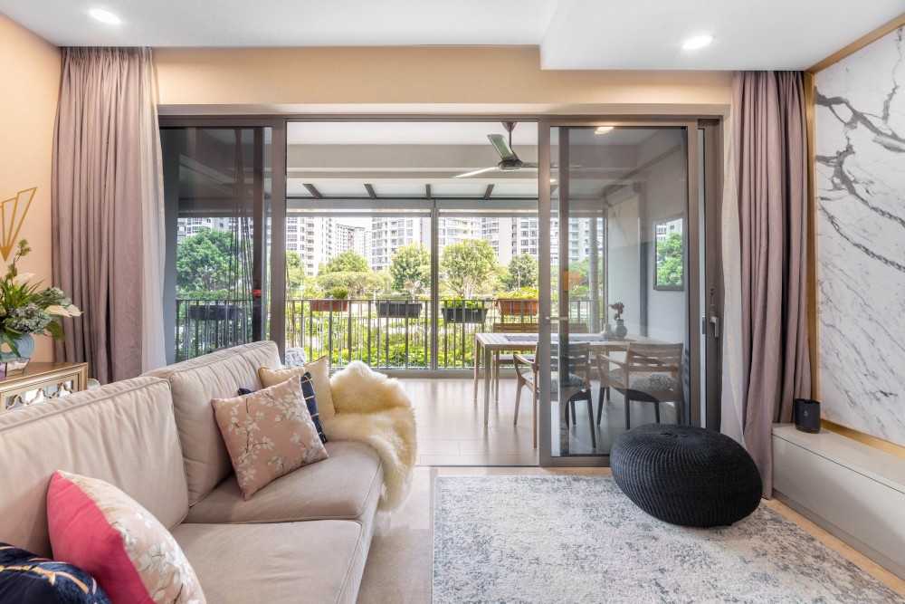 Modern Living Room with TV Console and Feature Wall