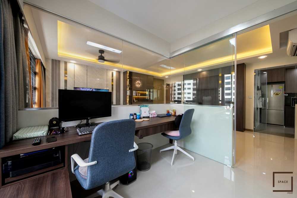 Modern Study with Desk Chairs and Computer