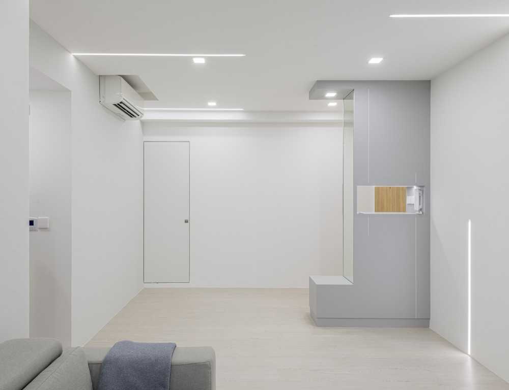 Modern Entryway with Mirror and Seating Bench