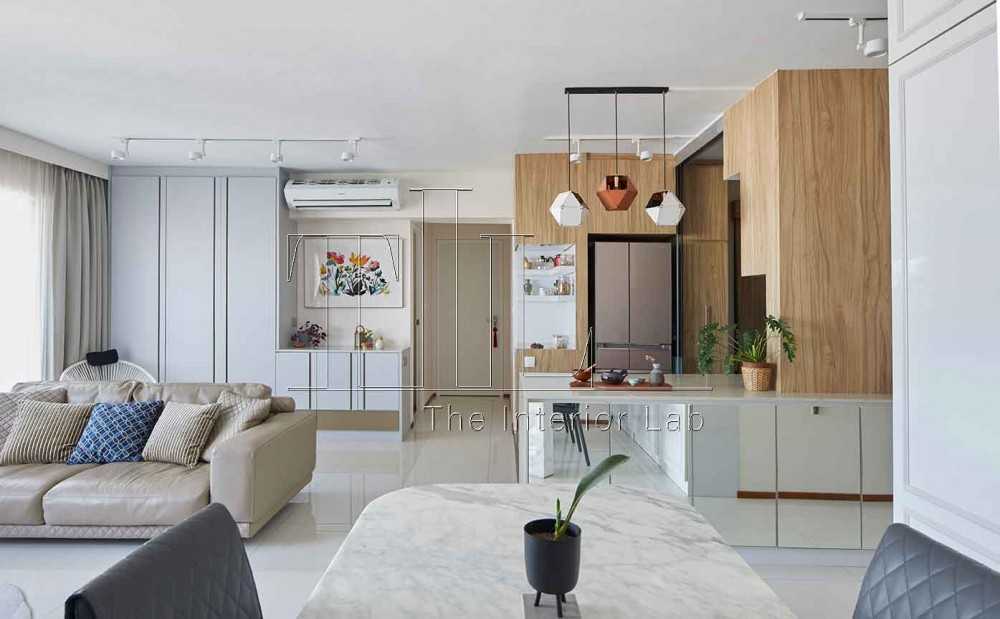Contemporary Dining Room with Kitchen Island and Open Kitchen