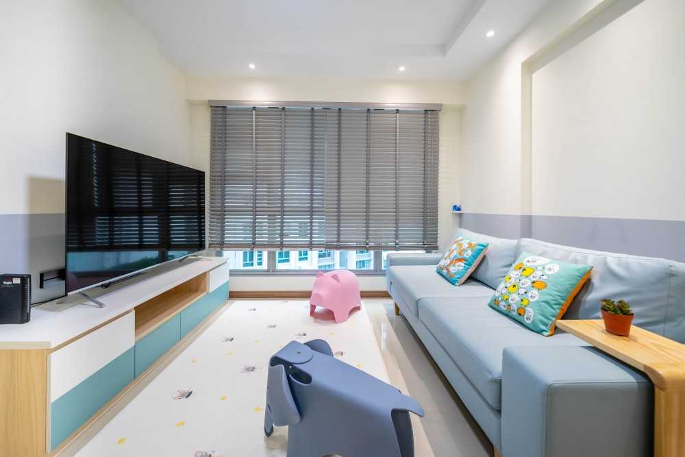 Scandinavian Living Room with TV Console and Sofa