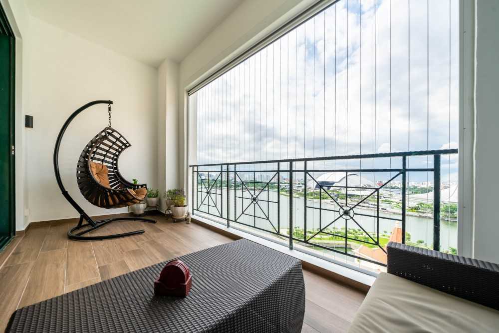 Contemporary Balcony with Bay Window and Window Seat