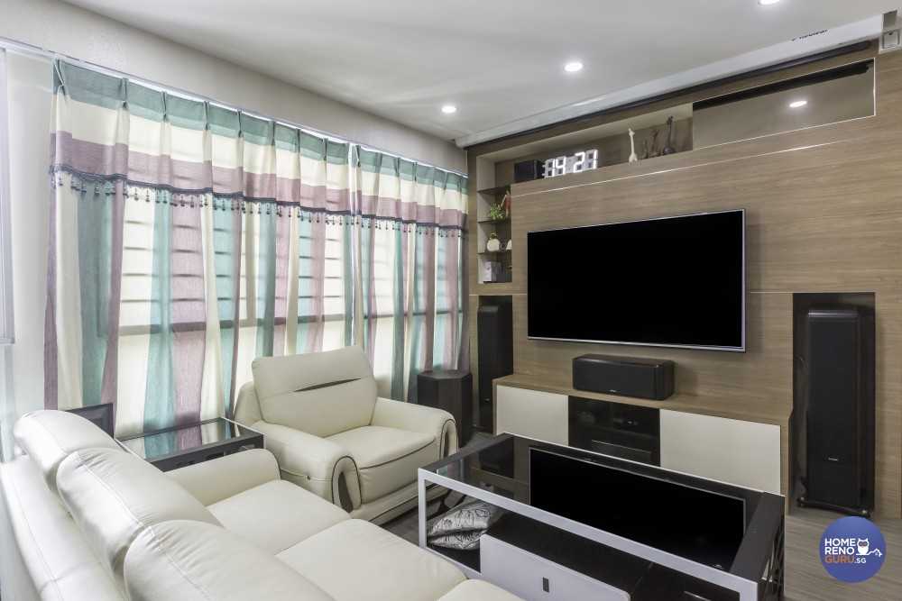 Modern Living Room with TV Console and Feature Wall
