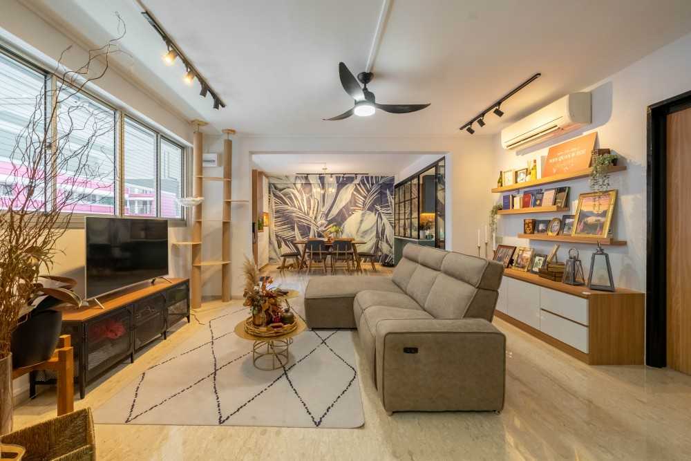 Scandinavian Living Room with TV Console and Sofa