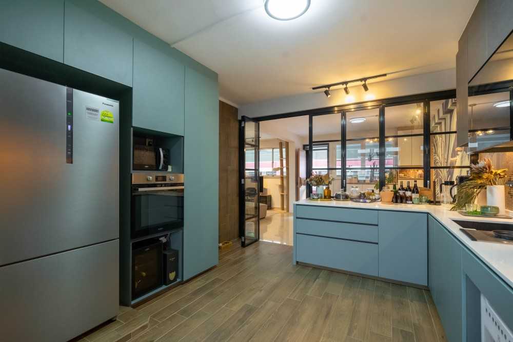 Scandinavian Kitchen with Kitchen Window and Kitchen Island