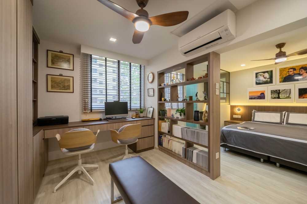 Scandinavian Living Room with Vinyl Flooring and Seating Bench
