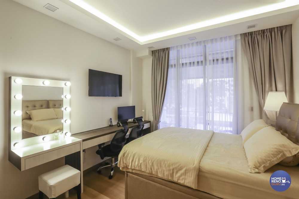 Modern Bedroom with Desk and Desk Chairs