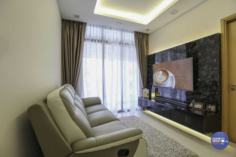 Modern Living Room with TV Console and Feature Wall