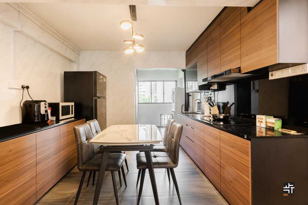 Industrial Kitchen with Countertop and Homogeneous Tiles