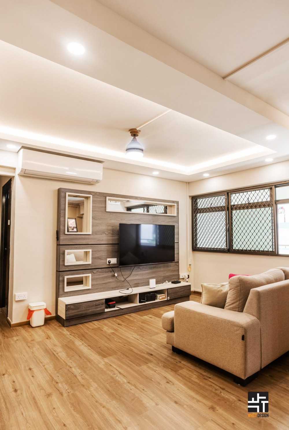 Industrial Living Room with Vinyl Flooring and TV Console
