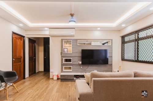 Industrial Living Room with Sofa and TV