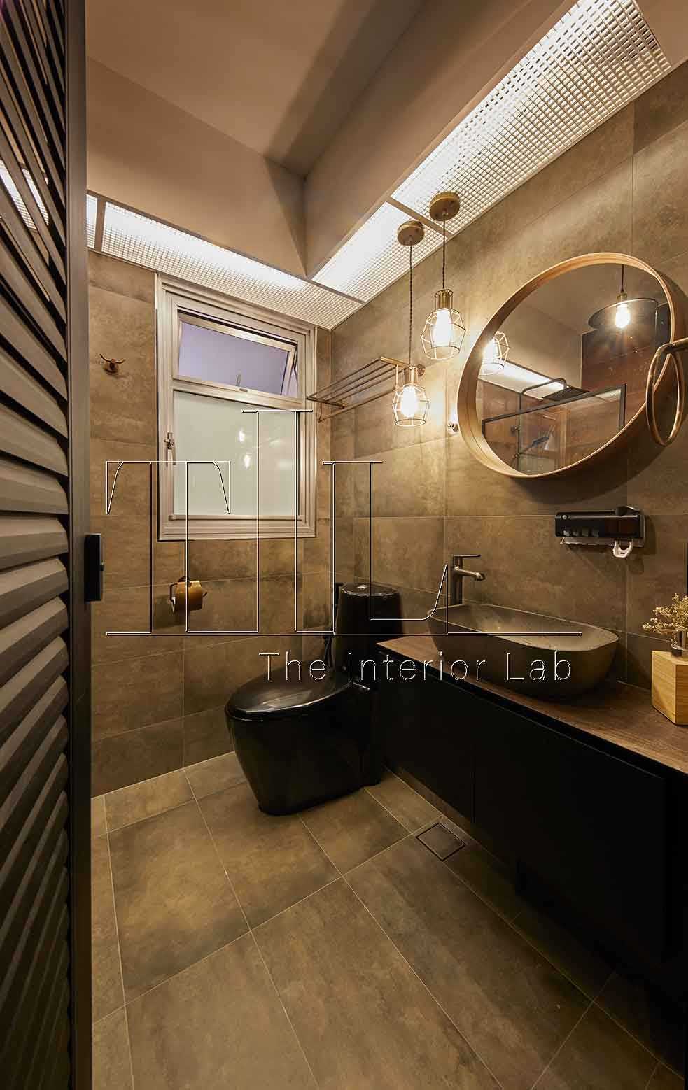 Industrial Bathroom with Mirror and Bathroom Storage