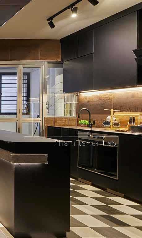 Industrial Kitchen with Kitchen Island and Kitchen Backsplash