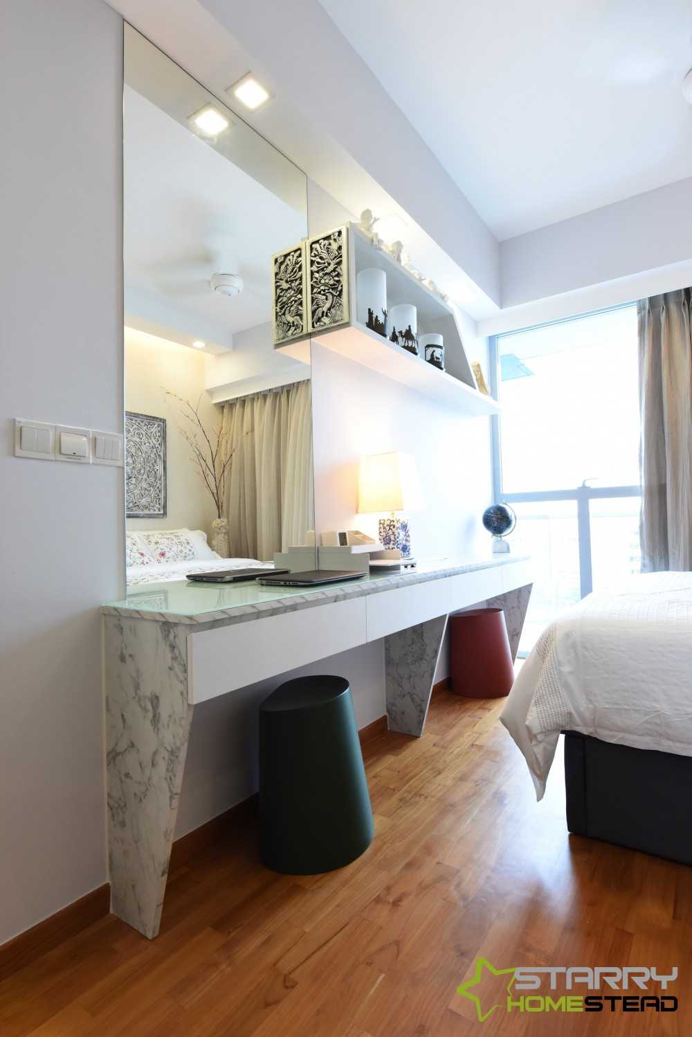 Modern Bedroom with Bed and Dressing Table