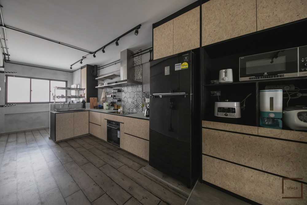 Industrial Kitchen with Kitchen Window and Kitchen Backsplash