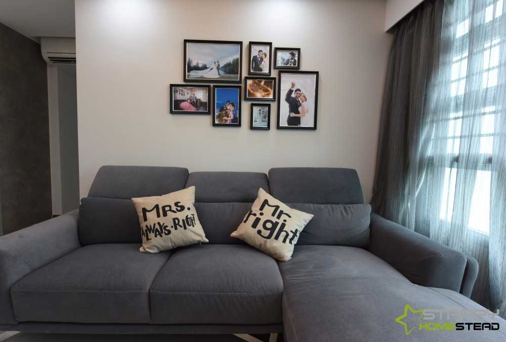 Scandinavian Living Room with Sofa and Tiles
