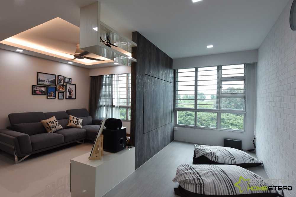 Scandinavian Living Room with Feature Wall and Sofa