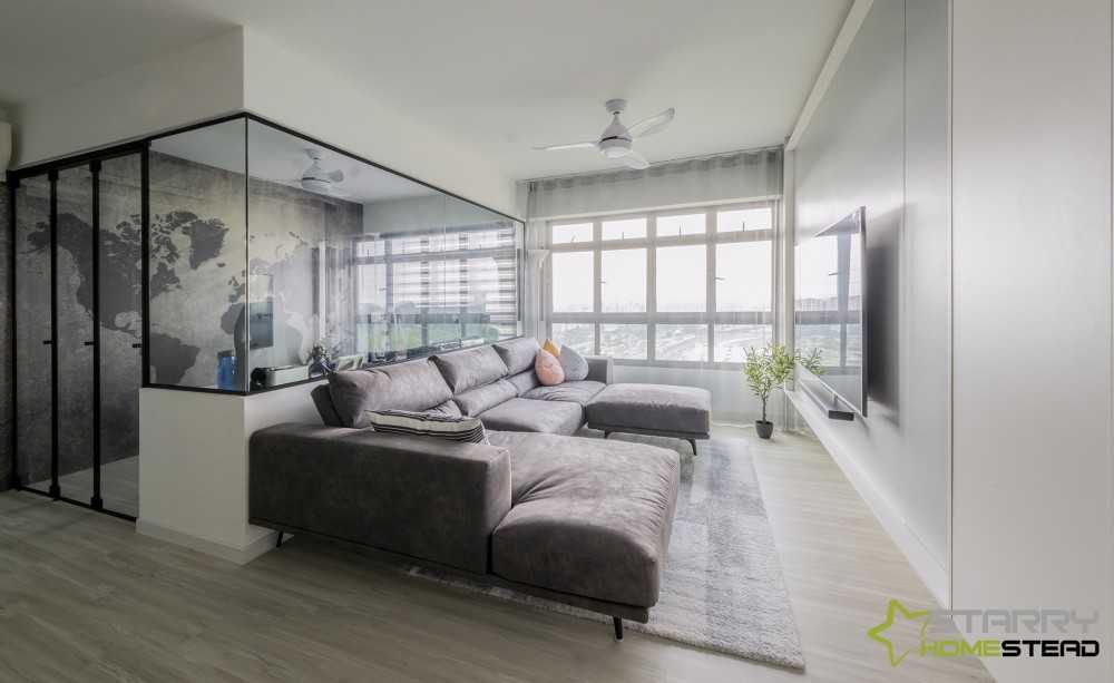 Scandinavian Living Room with TV Console and TV