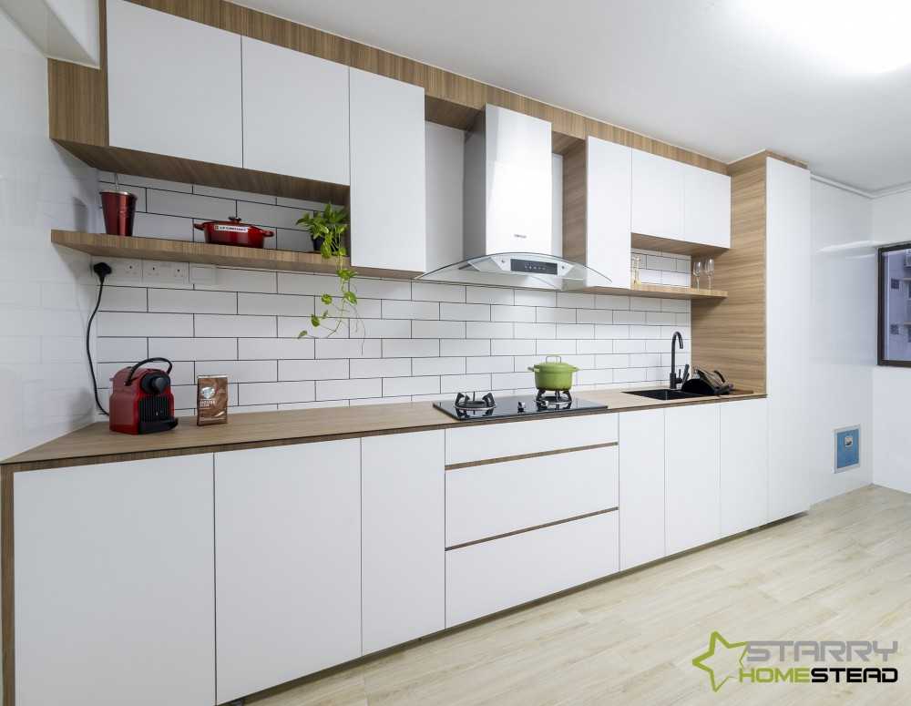 Scandinavian Kitchen with Kitchen Cabinets and Flooring