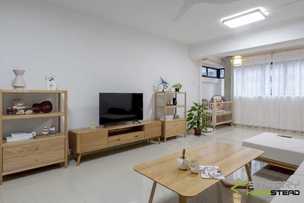 Scandinavian Living Room with TV Console and TV