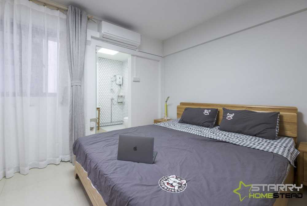 Scandinavian Bedroom with Queen Bed and Bed