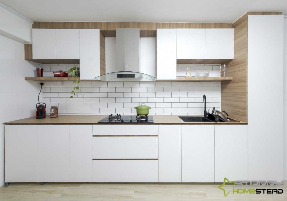 Scandinavian Kitchen with Parquet Floor and Wood Flooring