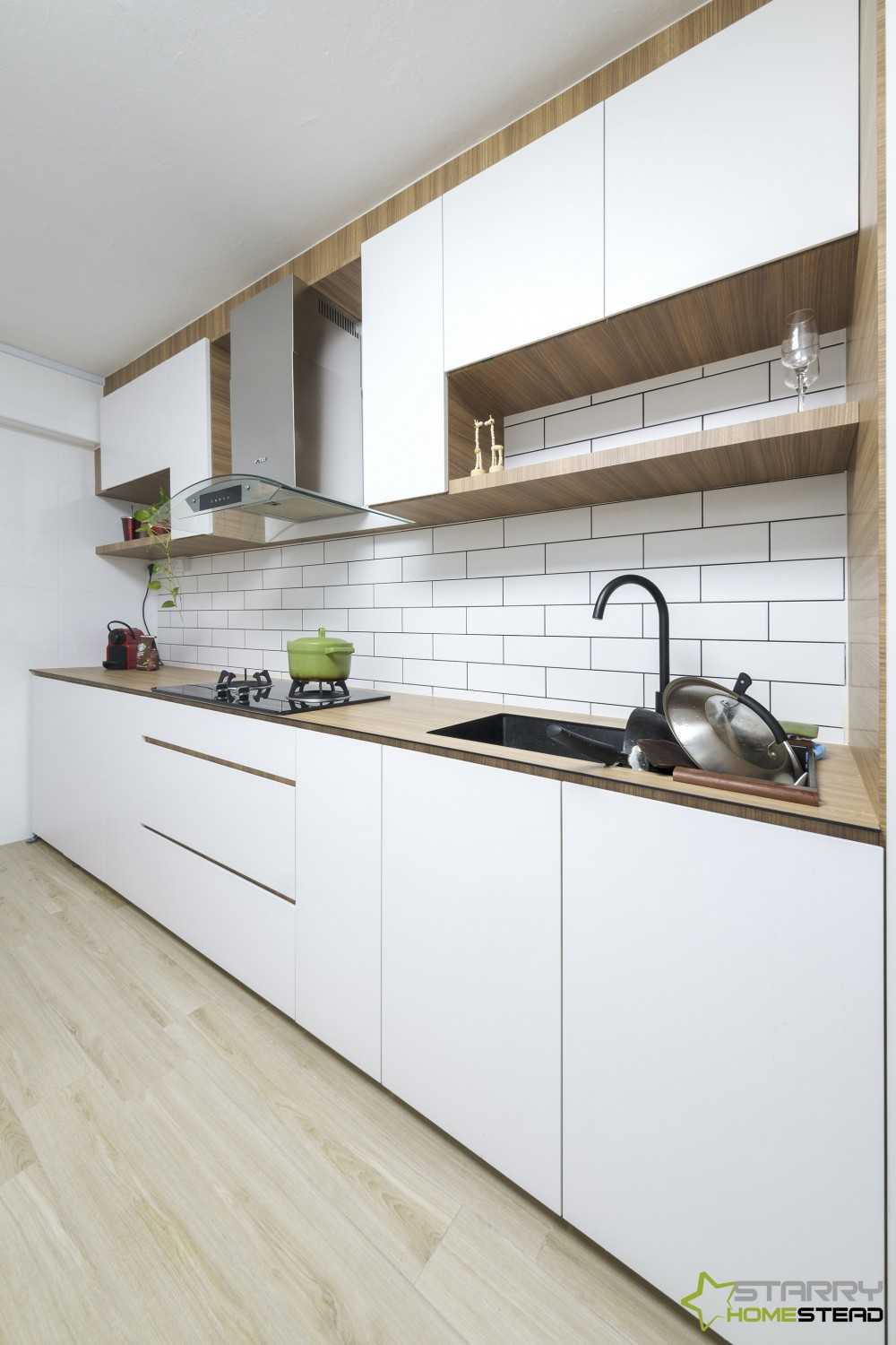 Scandinavian Kitchen with Kitchen Cabinets and Flooring