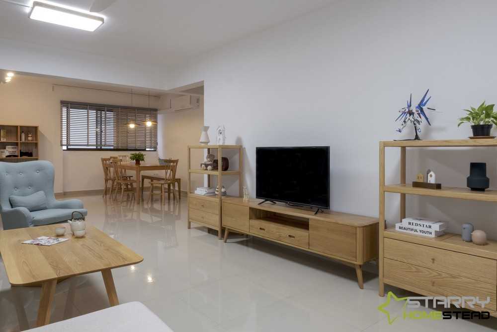 Scandinavian Living Room with TV Console and TV